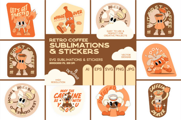 Download Coffee Retro Sublimations and Stickers - Retro sublimations Collection