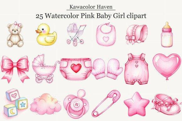 Download Watercolor Pink Baby Girl Clipart - Baby girl clipart Collection